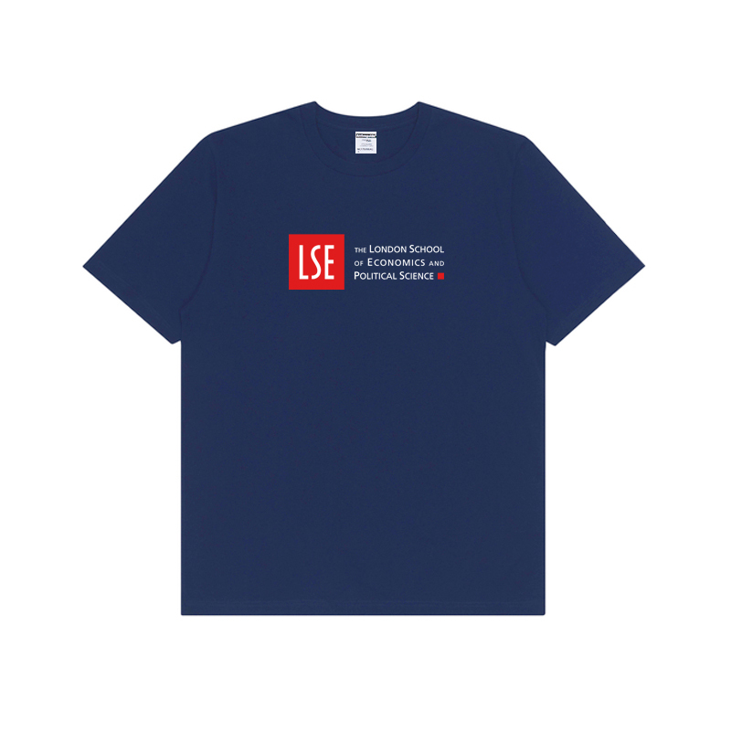 Pure Cotton Lse Loose-Fitting London School of Economics Cultural Shirt T-Shirt College Style University Thick Lettered Short-Sleeve Shirt