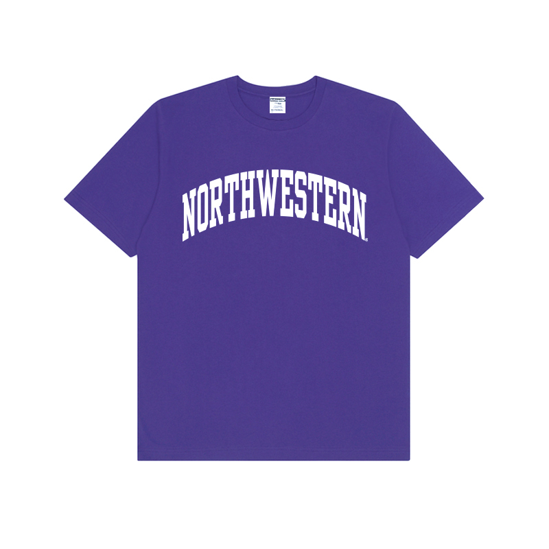 Summer Pure Cotton American Northwestern Letter Short-Sleeved School Uniform T-Shirt Loose for Men and Women