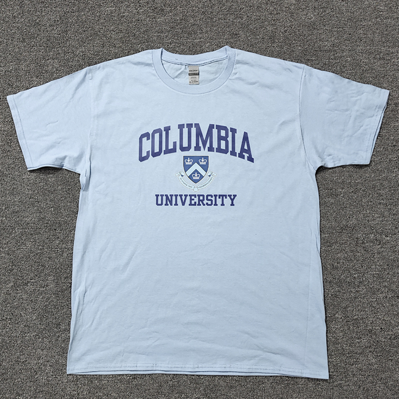 Summer American Prestigious School Commemorative Shirt Short-Sleeved Columbia University T-Shirt School Uniform Pure Cotton Loose Thick Style Campus Style