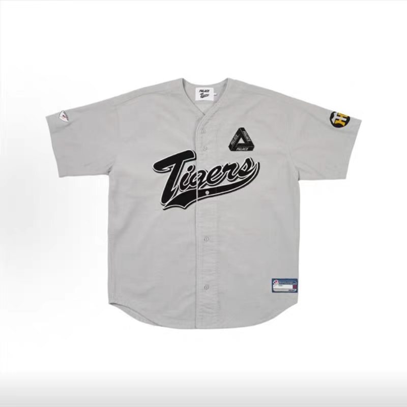 Palace Limited Edition Opening Letter Print on the Back with Cute Tiger Pattern, Unisex Loose Short-Sleeve Shirt Baseball Jacket Trendy