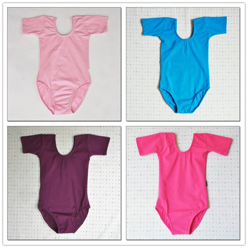 Children's Dance Clothing Girls Pure Cotton Elastic Gymnastics Connection Short Sleeve Examination Clothing Ballet