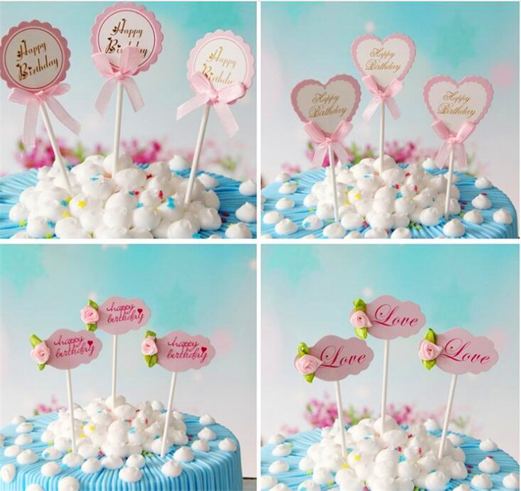 Swing piece round butterfly knot card Birthday Wedding Party Themed Cake insert Decorative Insert Flag Baking Card