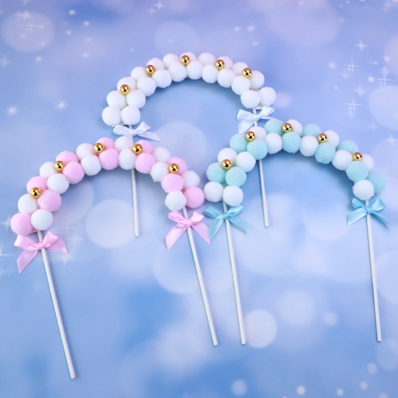 Birthday cake decoration decoration princess girl star hair ball arch plug-in card baking dessert table flag