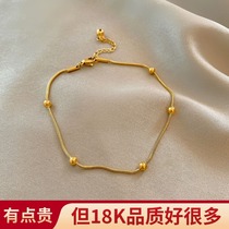 18K Rose Gold Foot Chain Color Gold Feet Naked Foot Chain Lady 2023 New Gold Small Bean Bean Light Extravagant Advanced Trinkets