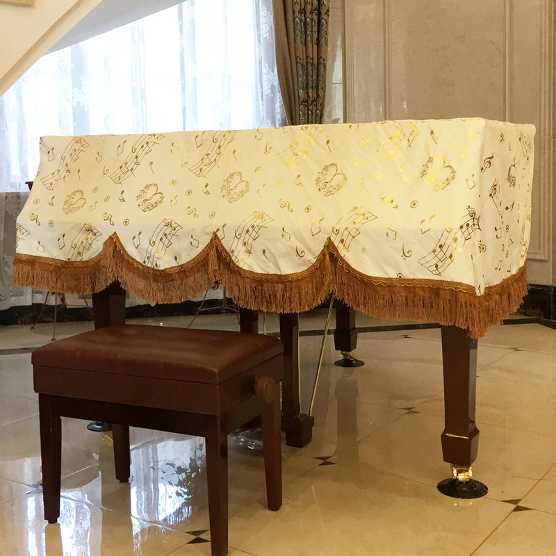 Bronzing note fabric Grand piano cover Dustproof Grand piano cover Elegant tassel piano cover cover cloth
