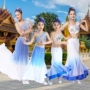 Trang phục múa cho trẻ em Dai Dance Đầm tre Đầm đuôi cá Vai Gradient Slim Peacock Dance Costume - Trang phục đầm đẹp cho be gái 7 tuổi