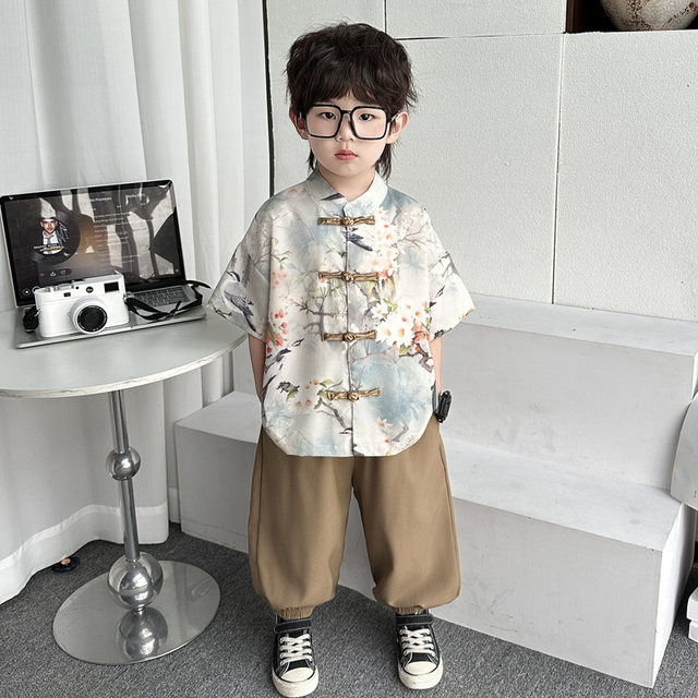 Boys' Hanfu New Chinese Style Tang Suit 2025 New Model Children's Baby Ancient Style Handsome Daily Wearable Outfit Performance Costume