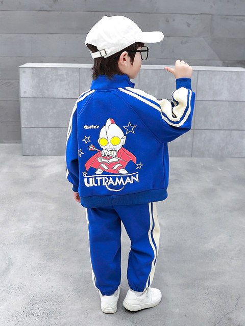 Ultraman Clothes Boys' Spring and Autumn Suit 2024 New Stylish Children's Trendy Sports Cardigan Sweatshirt Two-Piece Set