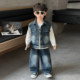 Boys' Denim Suit Spring Outfit Stylish 2026 New Model Little Boy Spring Clothes Children's Shirt Vest Three-Piece Set