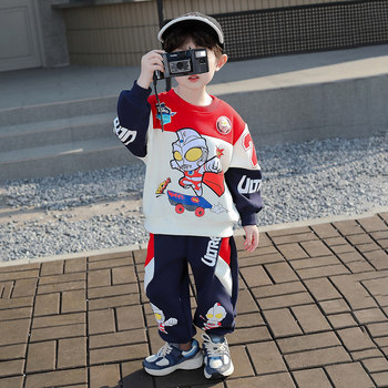 Ultraman Clothes Boys' Suit 2025 New Stylish Baby Spring Outfit Boys Cool and Fashionable Sweatshirt Two-Piece Set