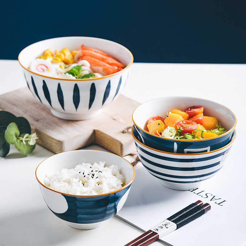 Japanese-style ceramic eating bowl home creative rice bowl net red hand-painted porridge drinking porridge bowl personality tableware noodle bowl