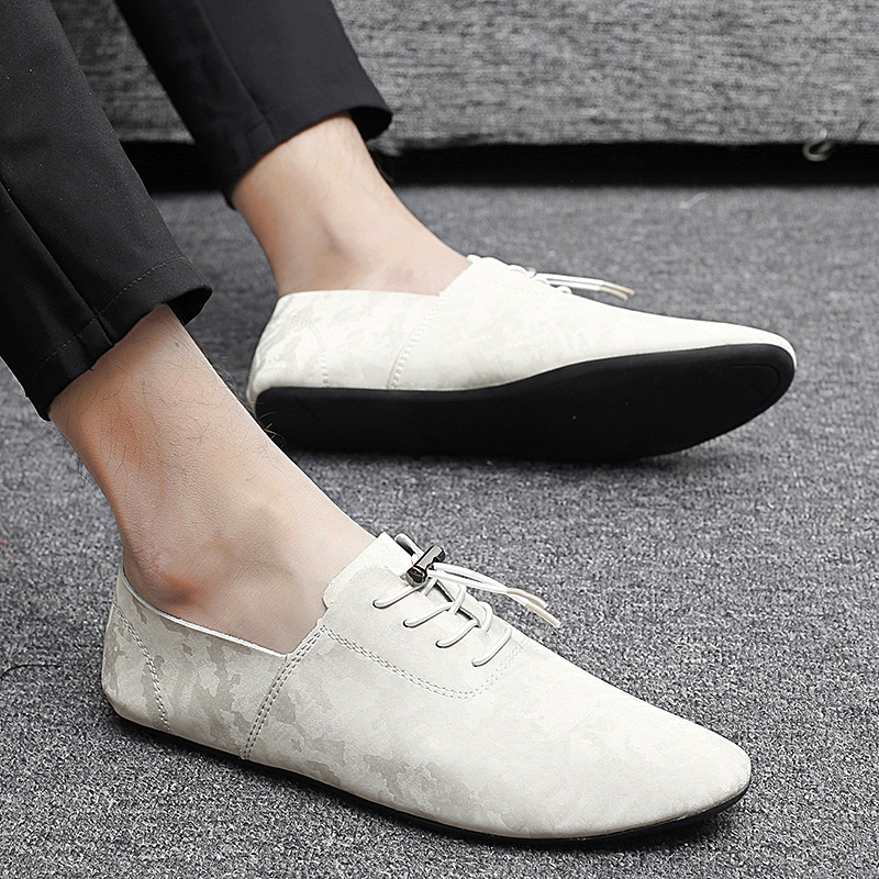 Tide Cards Men's Shoes 2022 Spring Summer New One Foot foot Beans Shoes Men Genuine Leather Soft-bottom Casual Leather Shoes 100 Lazy Shoes