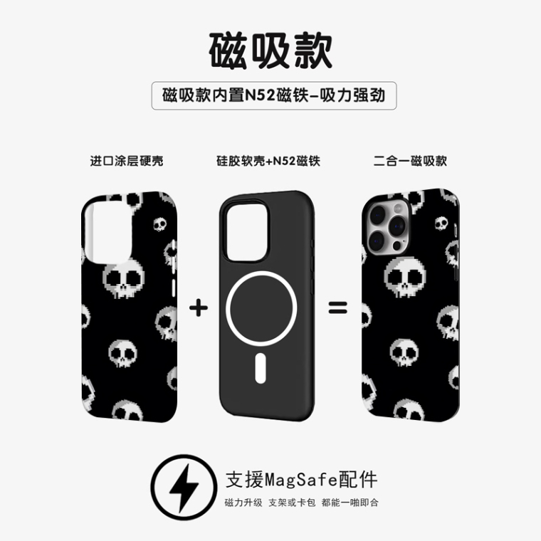 Skull Pattern Black and White Art Phone Case