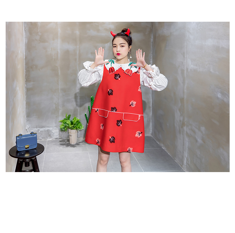 KEIKO / Kelly Ou bản gốc mùa thu 2018 mới thêu len thêu Một chiếc váy búp bê không tay mẫu đầm xòe dài qua gối