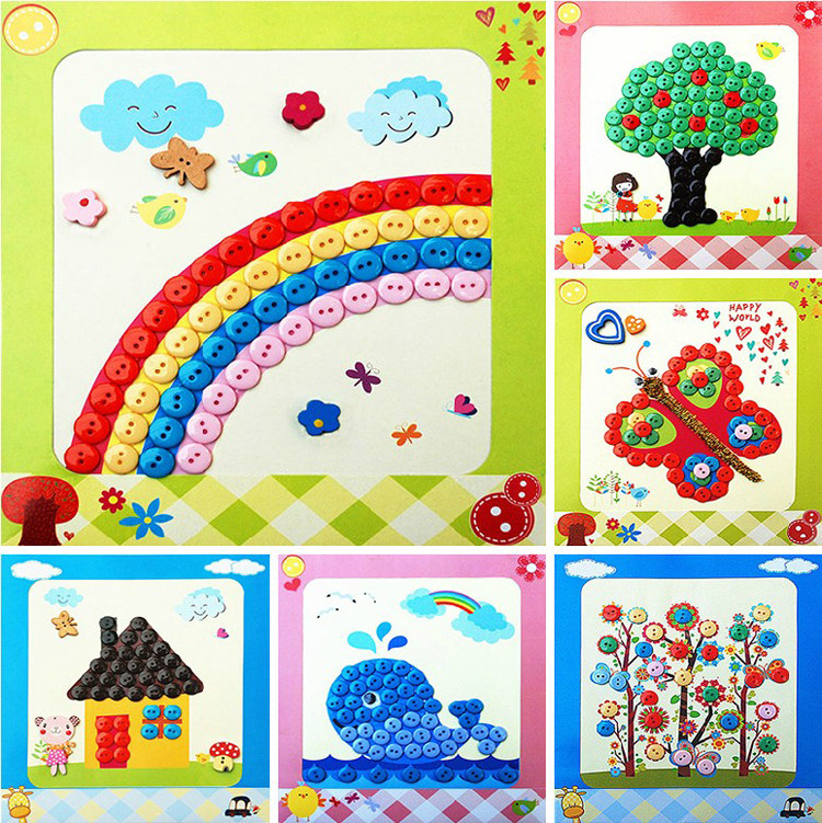 Children's diy button stickers handmade adhesive material package kindergarten homemade diamond button painting toys