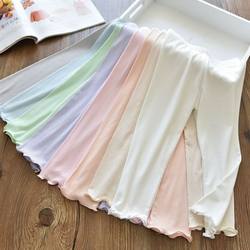 ເດັກຍິງ Macaron Fungus Elastic Ice Silk Slim Fit Style Korean Leggings Children's Thin Pants Summer Trend