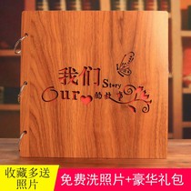Enjoy New Whirlpool Photo Wood DIY Album Handmade Photoset Stickup Lovers Baby Souvenir Album Creative Students