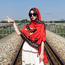 Red cloak photo desert tourism photo props Xinjiang tourism shawl Northwest ethnic style scarf dual-use