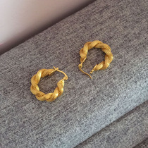 Fan-style advanced senses minimalist Twist Ears Retro Temperament 100 Lap Twist Circle Earrings Earrings Earrings Plated Real Gold