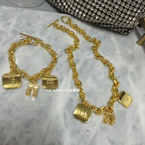 2020 new Triumph door coarse chain necklace bracelet brass plated 18K gold OT buckle coarse chain method gold necklace