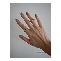 Vintage Vintage Colorful Crystal Jewel Inlaid Ring Woman Superior sense of small crowdplated 18k Golden America and Europe