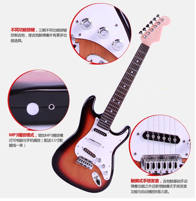 Có thể chơi trẻ em của cậu bé mô phỏng bass electric guitar đồ chơi âm nhạc giáo dục sớm câu đố 6 chuỗi người mới bắt đầu nhập cụ