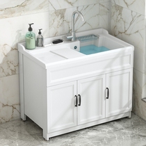 Balcony washing machine cabinet combination space aluminum washing wardrobe small apartment with washboard laundry table companion customization