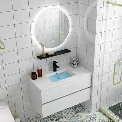 Nordic solid wood Bath Cabinet combination intelligent modern simple hand wash basin cabinet wall dressing room wash table