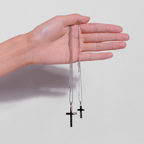 S925 sterling silver glossy cross necklace for men and women couples cross pendant lettering plain silver jewelry 1523