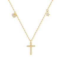 925 Silver Cross Necklace Gold choker Cold Wind Pendant Female Girlfriend Birthday Gift 1991