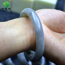 Natural and field jade bracelet jade bracelet smoke purple bracelet Qinghai material round strips smoke green bracelet inner diameter ring opening 59 60