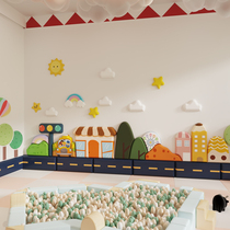 Cartoon car tatami waterproof high-density adhesive decorative soft bag background wall kindergarten early education anti-collision wall sticker