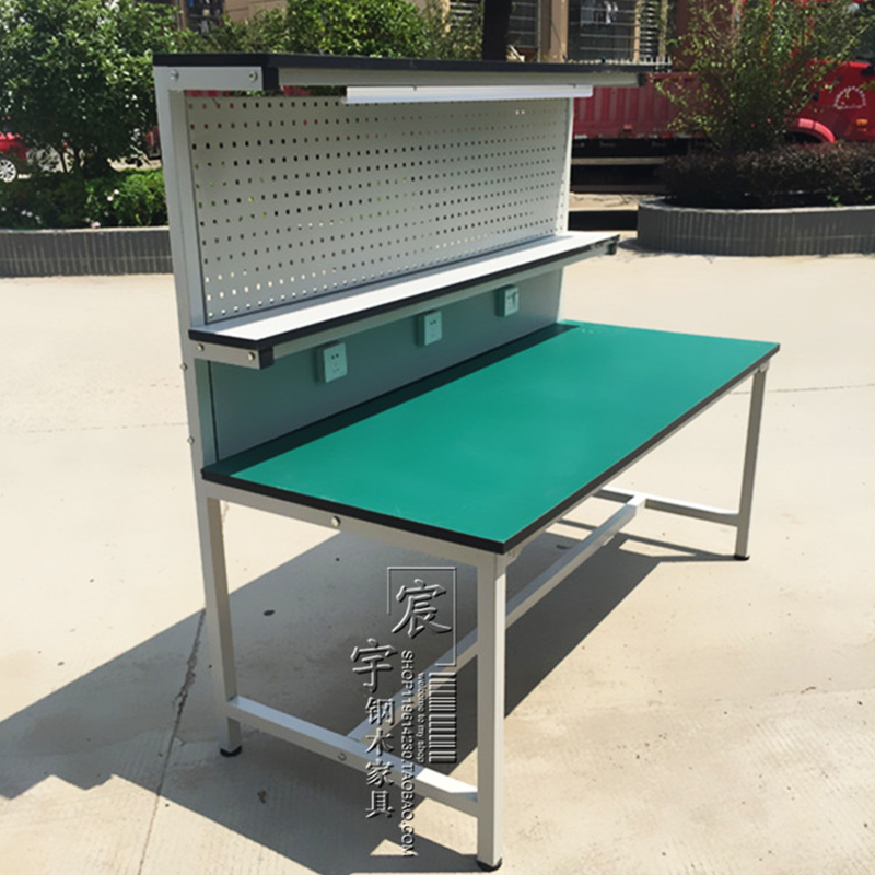 Anti-static workbench double layer with lights can be customized inspection and maintenance table operation table workshop assembly line workbench