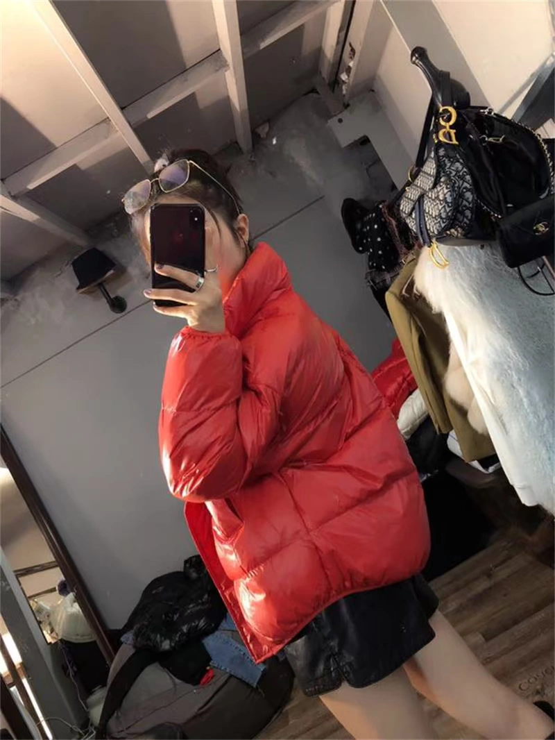 Trạm châu Âu Hàng hóa châu Âu đồng bộ thời trang lỏng lẻo dịch vụ bánh mì xuống bông cổ áo kẹo màu áo khoác nữ thủy triều