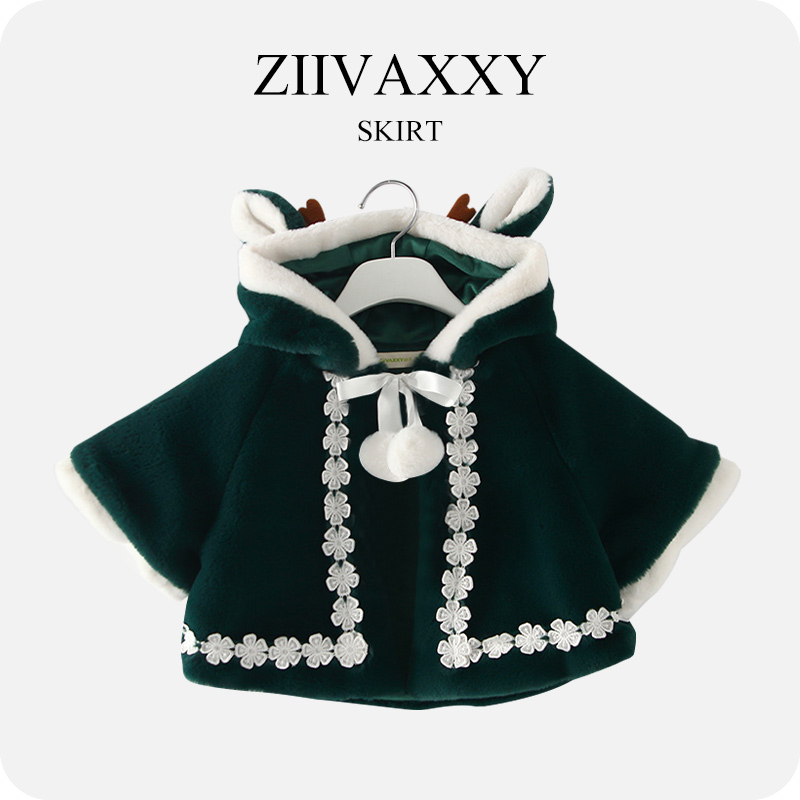 Special price clearing house Winter new middle children plus suede thickened jacket female baby cute casual warm cloak shawl-Taobao