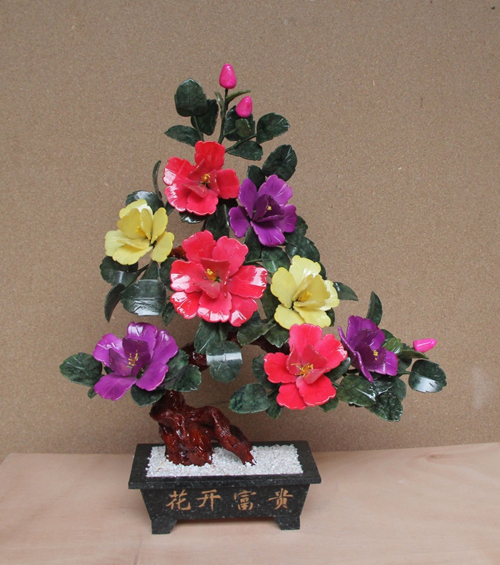 8 Dudan Flower jade Home Ornaments Craft Gifts Swing Accessories Modern Home Decoration Emulation Flower Jade Ware Bonsai Pendulum