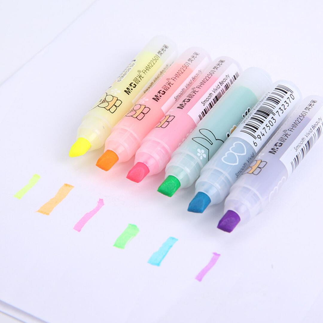 Morning light stationery Mifee FHM22501 single head color fluorescent watercolor note pen student focus mark 6 clothes