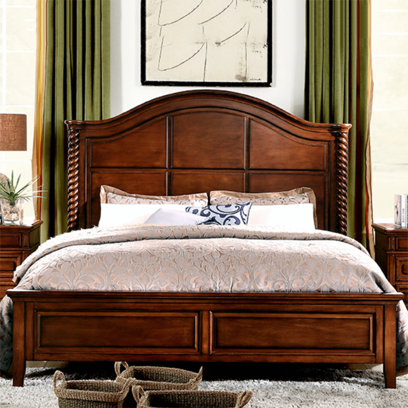 American European solid wood furniture rustic retro minimalist wedding bed double 1 8 meters big bed 1 5 meters bedside table