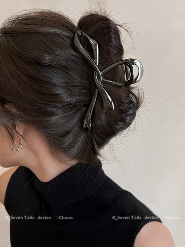 Металлическая заколка-крабик с бантиком, большая заколка для волос, универсальная акула, новая коллекция, простой и элегантный дизайн