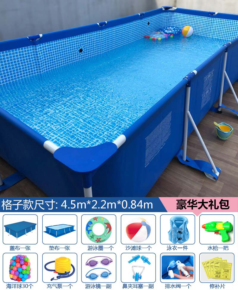 Check 450 * 220 * 84Cm (Big Gift Bag)Super large adult Bracket Swimming Pool children household family No inflation Play pool Big child thickening outdoors pool