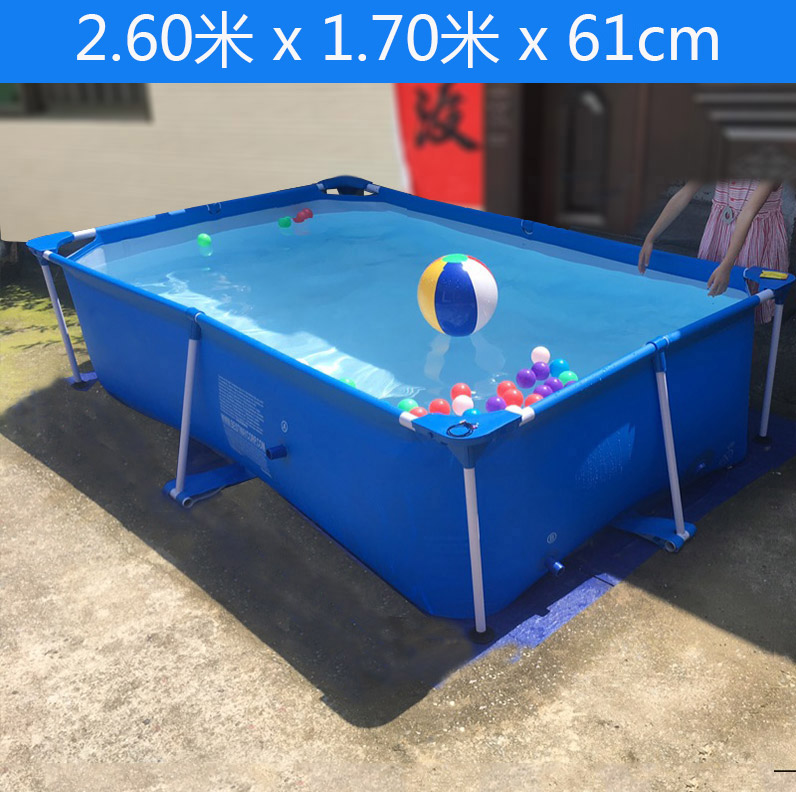 Blue And White 260 * 170 * 61Cm (Standard)Super large adult Bracket Swimming Pool children household family No inflation Play pool Big child thickening outdoors pool