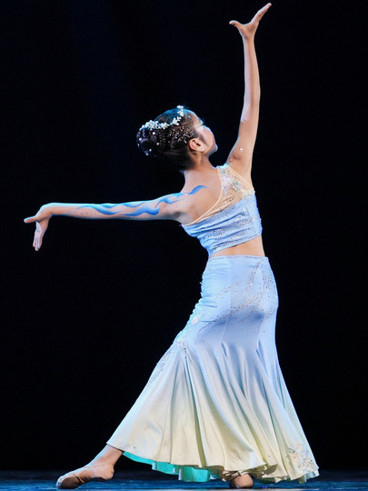 傣族舞蹈服小花都灵剧目舞蹈表演服包臀修身艺考服渐变色练习裙