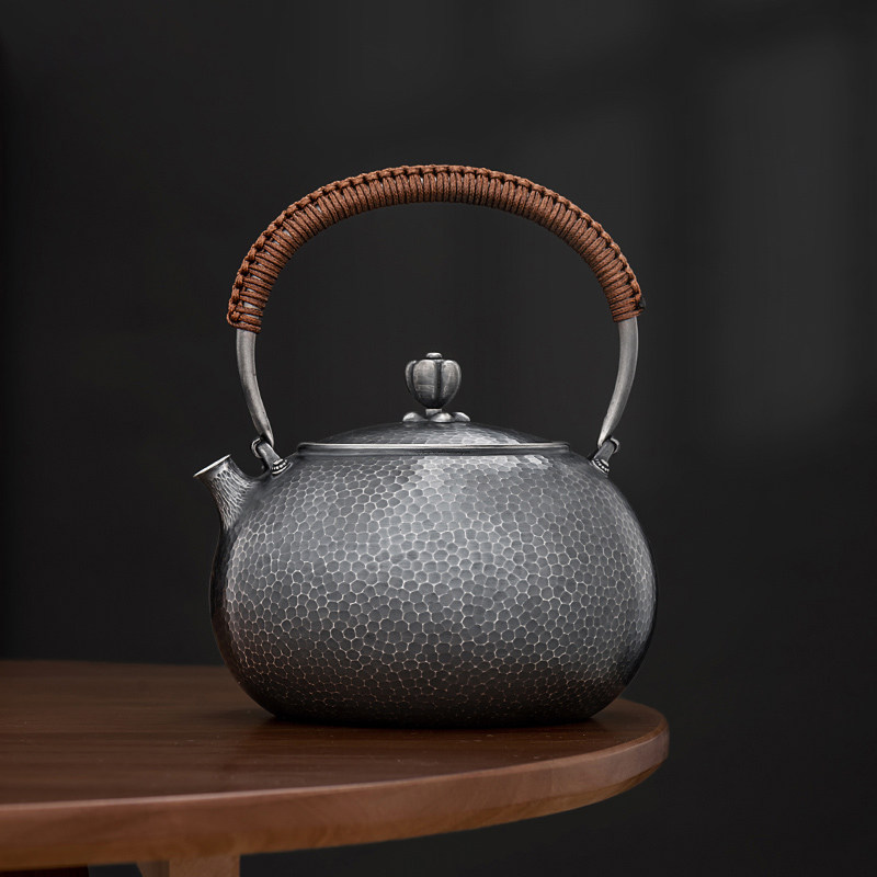 純銀999手工茶壺中式復古防燙銀壺燒水泡茶用銀器時代-Taobao-Tmall