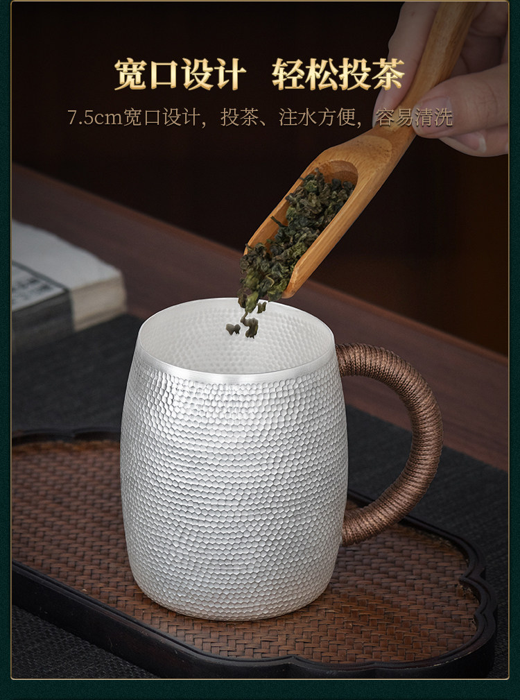 純銀製　盃　酒器　　銀杯　銀盃 高檔錘紋啤酒杯銀水杯999純銀茶杯馬克杯家用純手工茶具多用銀杯|酒杯