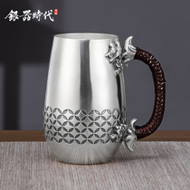  Silver Age European-style Silver Teacup Sterling Silver 999 Silver cup Handmade Sterling silver cup Kung Fu mug Teacup