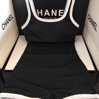 Idol New Store European and American Sexy Hot Girl Fitness Sports Yoga Black and White Contrast Knitted Tank Top One-Piece Swimsuit for Women