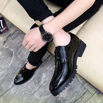 Inlen Thick Base Pine Pastry Leather Shoes Man Bright Face Lacquered Leather Han Prints Inner Climax Mens Night Club Tide Shoes Hair Stylist Mens Shoes