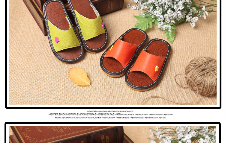Pantoufles enfants en cuir MISS pour été - semelle tendon - Ref 986043 Image 18