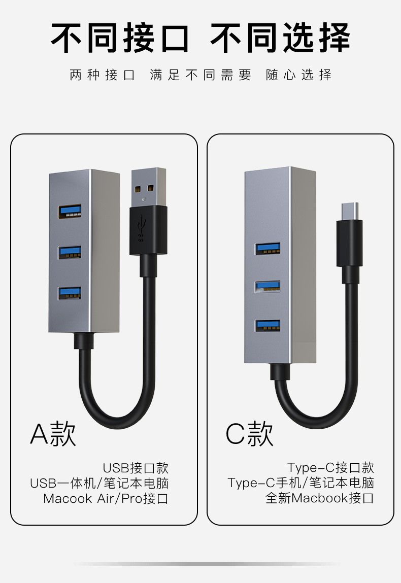 Xin quỷ usb splitter Desktop Desktop Extender hub usb adaptor chuyển đổi tốc độ cao hub cổng mạng type-c của Apple máy tính xách tay 3,0 kéo bốn mươi ba máy in bên ngoài - USB Aaccessories đèn led usb