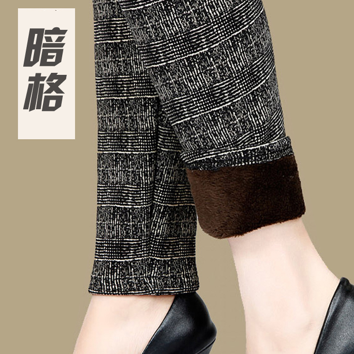 Cộng với quần nhung dày trung niên và bên ngoài mặc quần legging mùa thu và mùa đông quần ấm cỡ lớn cho mẹ quần hoa trung niên quần legging bé gái